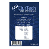 ClurTech 2 Pack Replacement Pentair Rainbow Dynamic 25 5X13 Drop In 25 Sq Ft Spa Filter Cartridge PRB25-IN C-4326 FC-2375 R173429 3005845 17-2327 100586 33521 25392 817-2500