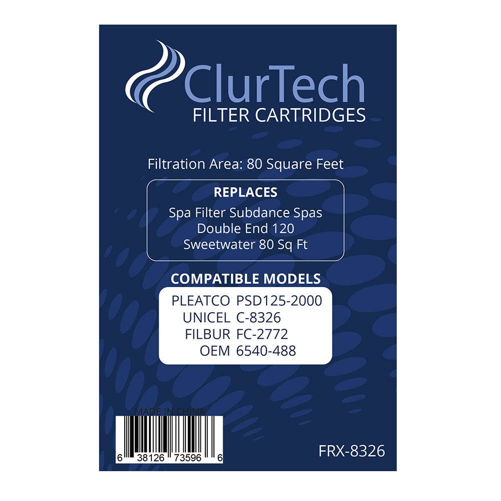 2 Pack ClurTech Replacement Sundance Spas Double End 120 Sweetwater 80 Sq Ft Spa Filter Cartridge PSD125-2000 C-8326 FC-2772 6540-488