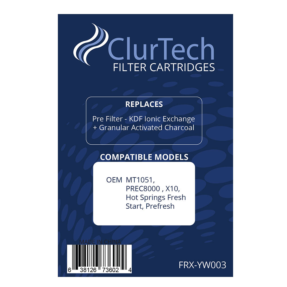 ClurTech FRX-YW003 Single Pre Filter KDF Ionic Exchange + Granular Activated Charcoal, White