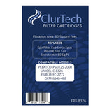 ClurTech Replacement Sundance Spas Double End 120 Sweetwater 80 Sq Ft Spa Filter Cartridge PSD125-2000 C-8326 FC-2772 6540-488