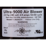 Blower, Air Supply Ultra 9000, 2.0hp, 230v, 4.9A, 4ft AMP