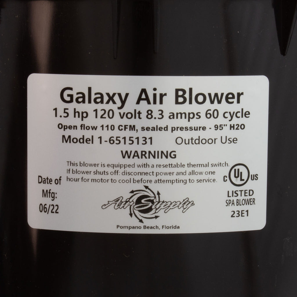 Blower, Air Supply Galaxy Pro, 1.5hp, 115v, 7.4A, Hardwire